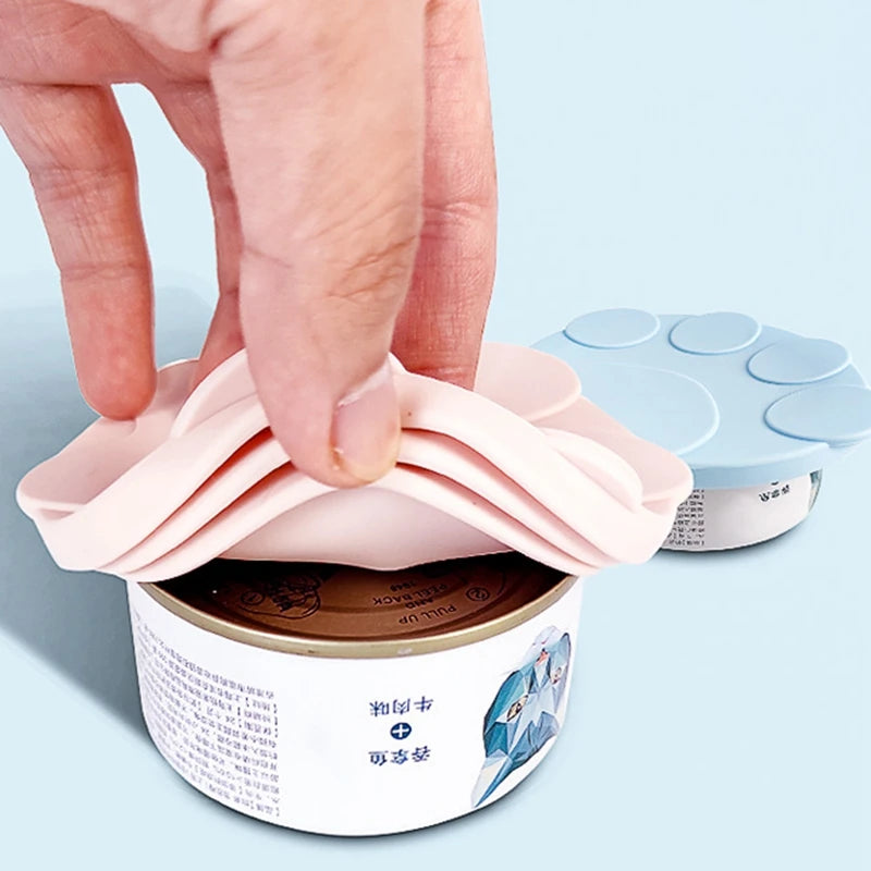 3 In 1 Reusable Silicone Dog Cat Canned Lid Food Sealer Spoon